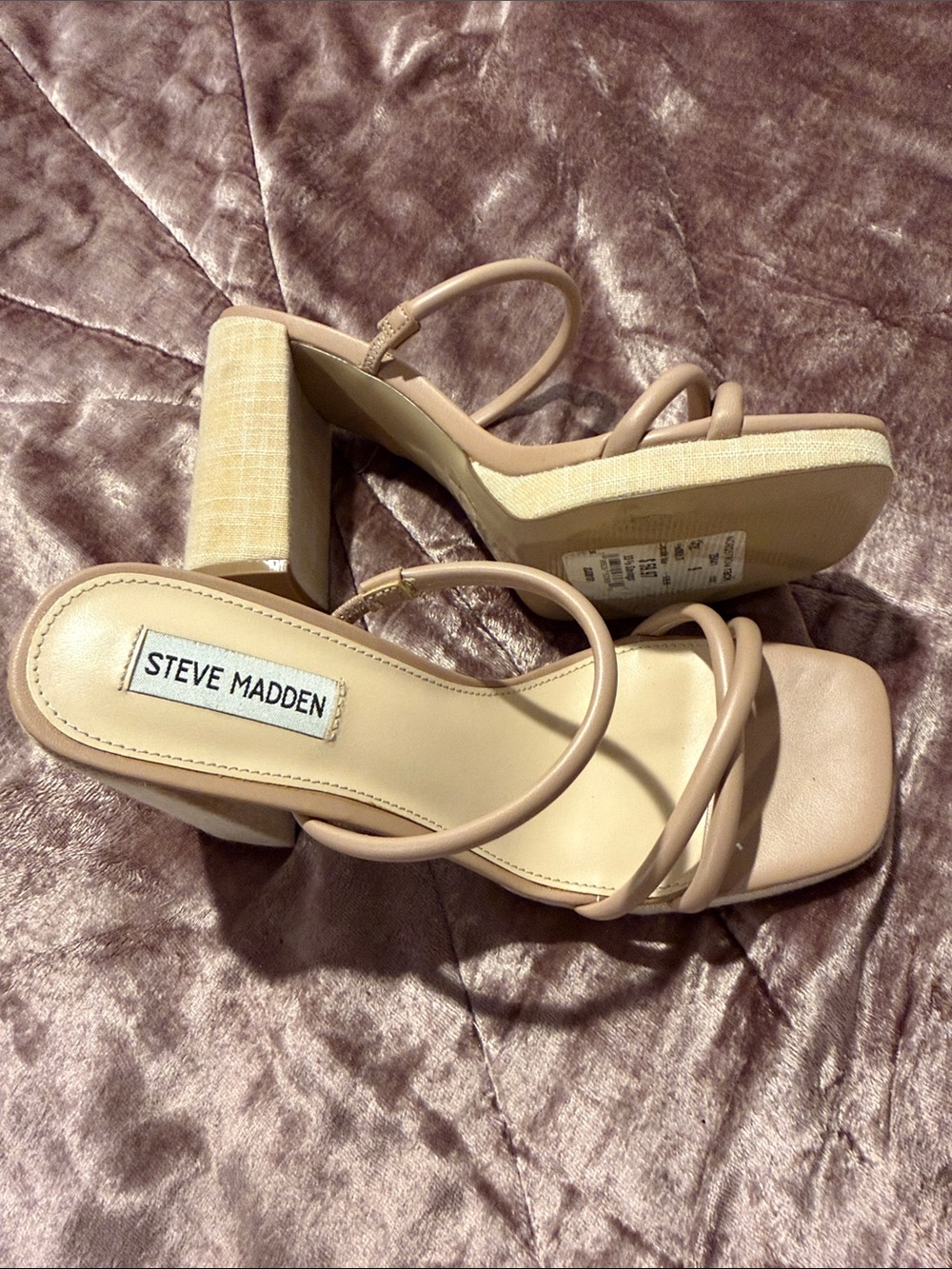 Steve Madden Beige Strappy Block Heel Sandals 9